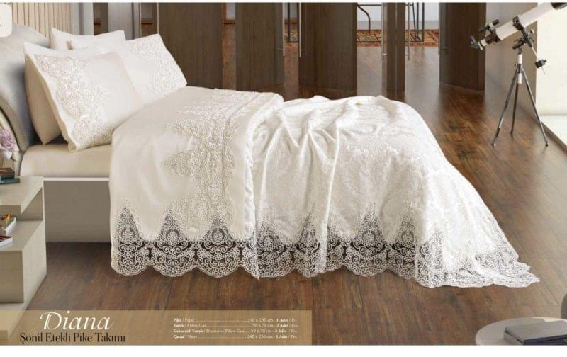 armes home diana chenille pique sängöverkast set med linne 230 x 240 cm