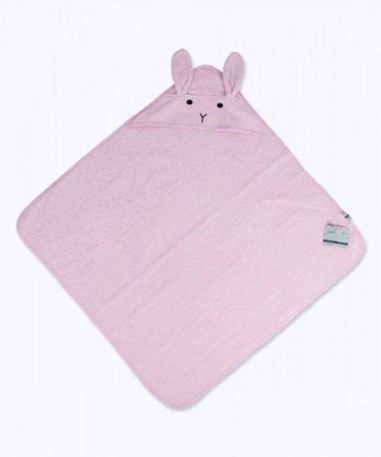 Бавовняний рожевий рушник cigit kids з кролячими вушками для дівчаток
