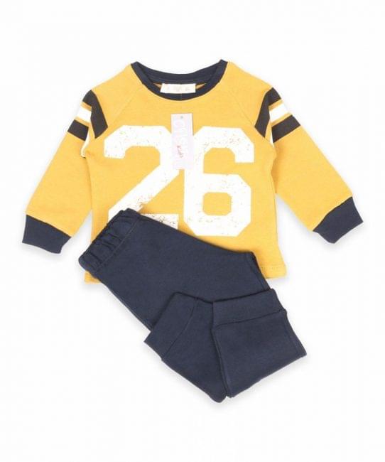 cigit kids printed baby pajamas set 0-4 years - mustard color
