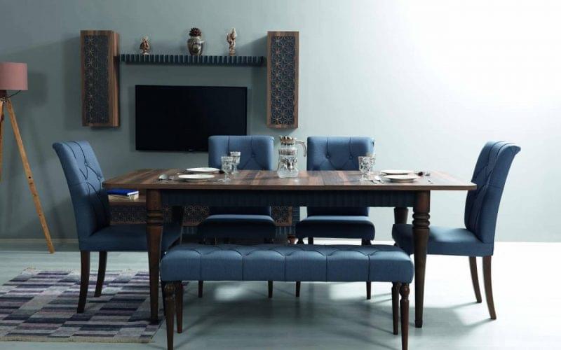 Модерен син комплект мебели за трапезария Şiptar