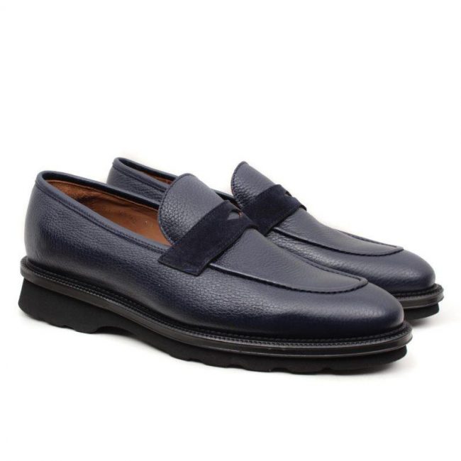 molyer marinblå loafer mocka skor för män