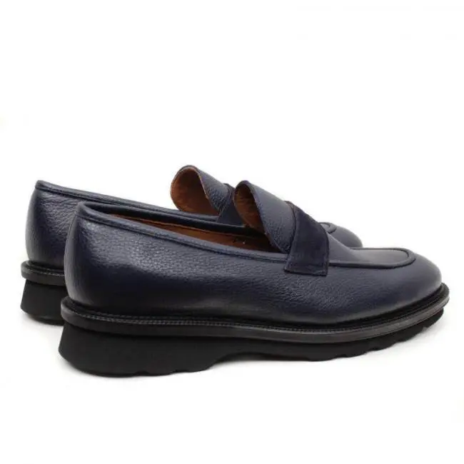 molyer navy blue loafer suede men shoes