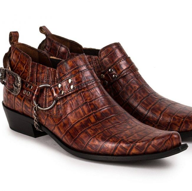 etor Cowboy արևմտյան ոճի բնական կաշվից տղամարդու կոշիկներ