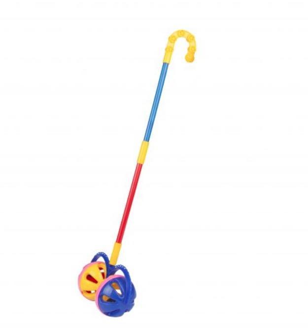 bayraktar színes, kézzel tolható, dupla golyós kerekes játékkocsi kisgyermekek számára