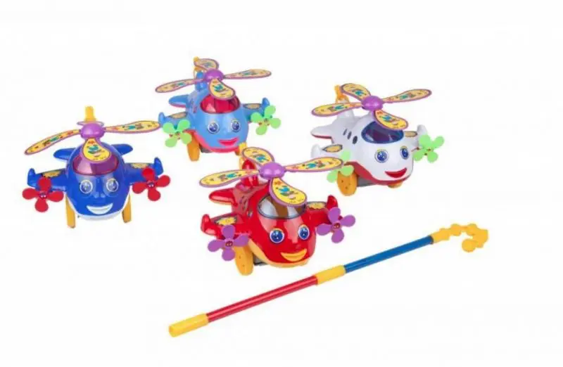 bayraktar πολύχρωμο τρόλεϊ παιχνιδιών με ρόδες αεροπλάνου με ώθηση χειρός για μωρά νήπια