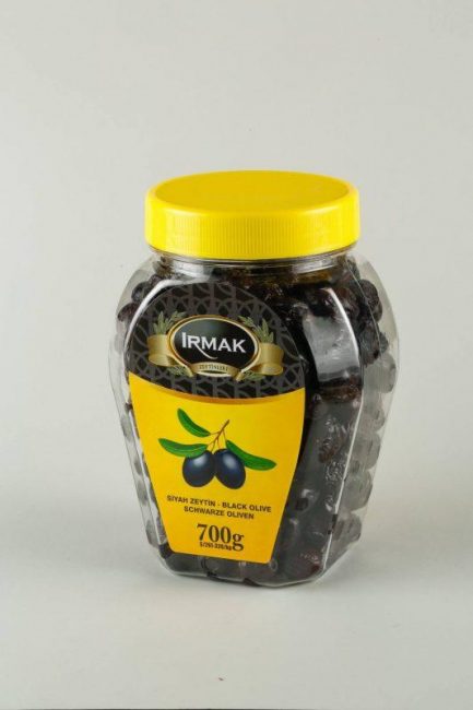 irmak سیاہ میز اچار زیتون کے چھوٹے s 700 گرام پلاسٹک جار میں