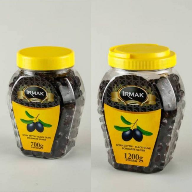 irmak fekete asztali pácolt olívabogyó 700 g műanyag vákuumzáras tasakban