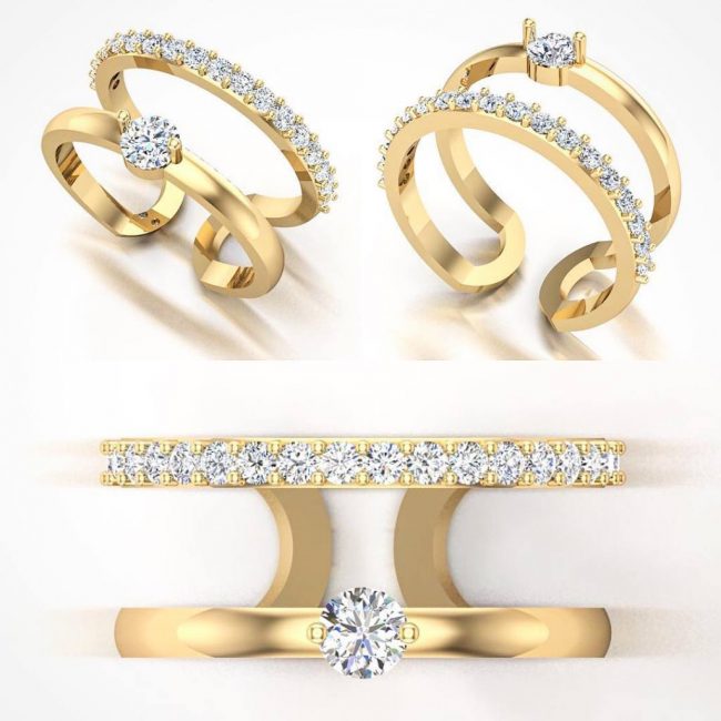 תכשיטי עין זהב לנשים תכשיטי טבעת אירוסין יהלומים משובחים על זהב או פלטינה אלניה