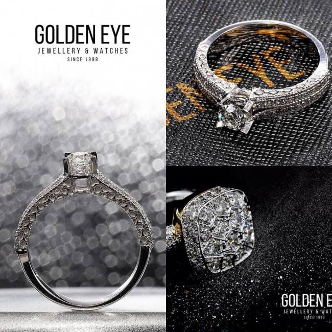 Joyas de ojos dorados para mujer, anillo de bodas de compromiso de diamantes finos, joyas en oro o platino, alanya