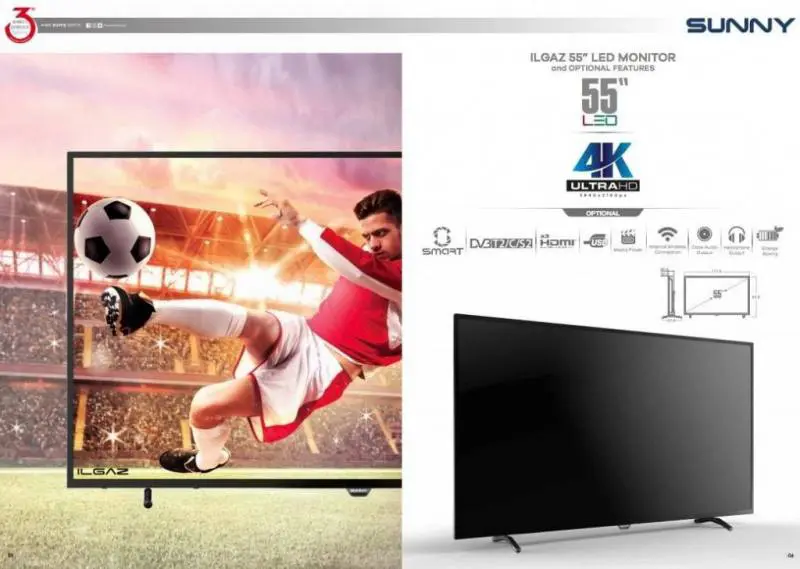 Sunny TV sn55leda88 55 in 4K Ultra HD Satelliten-Smart-LED-Fernseher