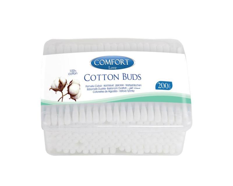 Aksan comfort love 100% algodão puro cotonetes de maquiagem higiênico buds ear sticks 100 pcs cmf 600