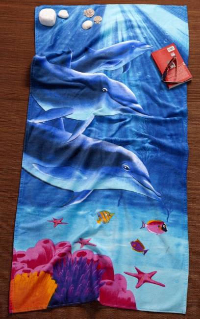 柏柏勒海滩毛巾土耳其棉毛巾 160 厘米 x 80 厘米 - 60 x 30 英寸海豚