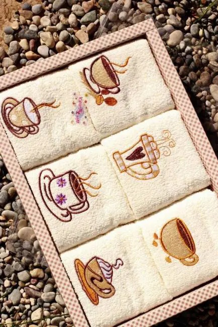 berberler berra bathroom decorative hand towels  guest towel turkish cotton pack of 6 coffee