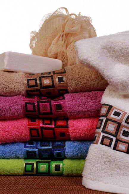 serviettes turques en vrac coton salle de bain luxe rose brodé 2 plis