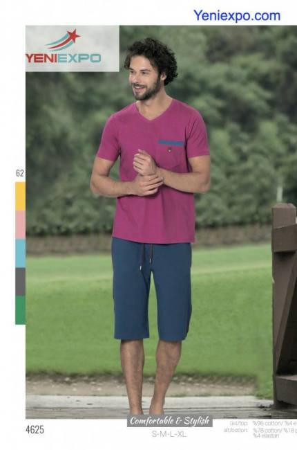 Bequemes zweiteiliges Freizeit-Outfit-Set für Herren aus weicher Baumwolle mit kurzen Ärmeln, Hemd und Hose 4621 S - XL