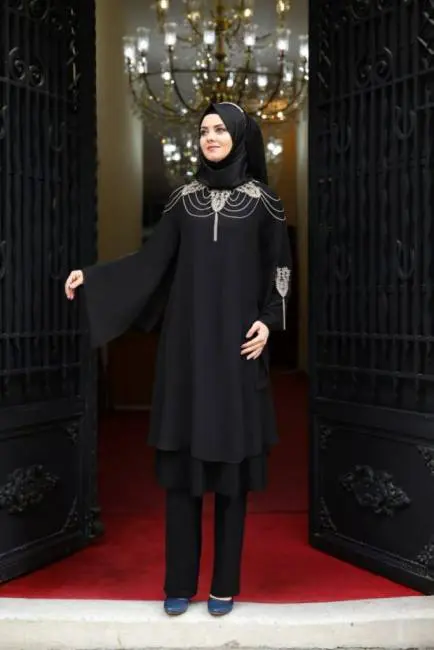 latest elegant two-piece modest dresses for muslim women - style 4614