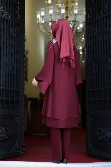 ամենավերջին էլեգանտ երկու կտոր համեստ զգեստներ մուսուլման կանանց համար՝ ոճ 4614