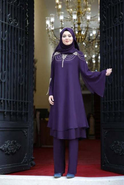 השמלות הצנועות האלגנטיות ביותר בשני חלקים לנשים מוסלמיות - סגנון 4614