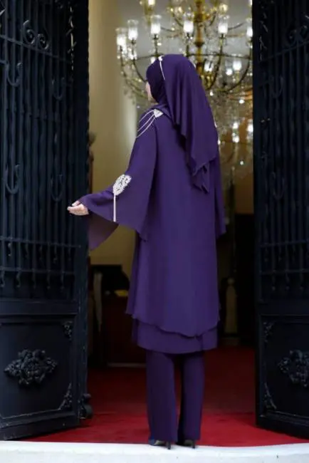 أحدث الفساتين المحتشمة الأنيقة المكونة من قطعتين للمرأة المسلمة - موديل 4614