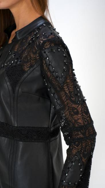 áo khoác da phong cách đơn giản màu đen tuyệt vời marie mcgrath 3004