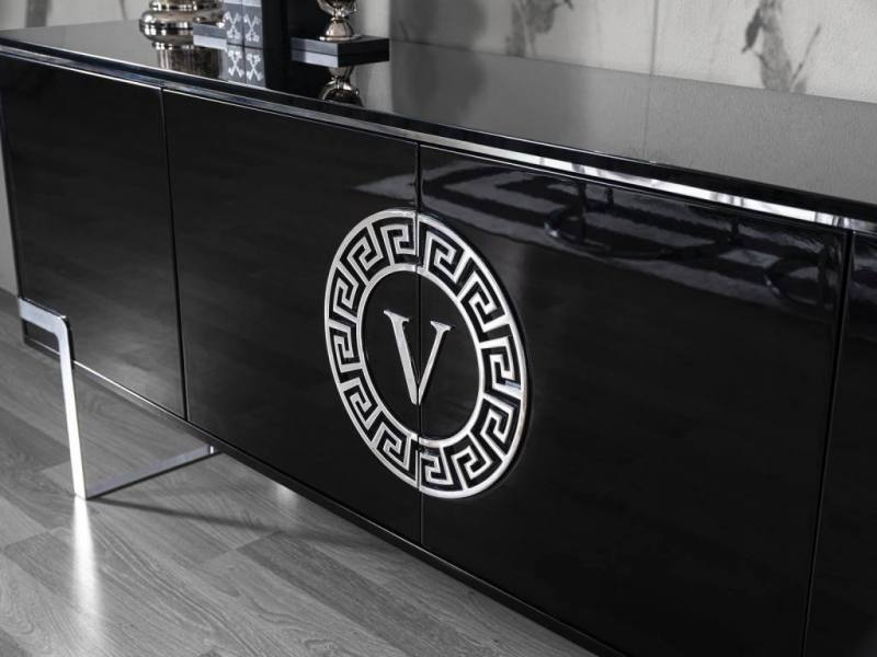 versace обеденный набор мебель современный стильный черный 9 предметов
