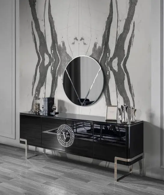 set de sufragerie versace mobila modern elegant negru 9 piese