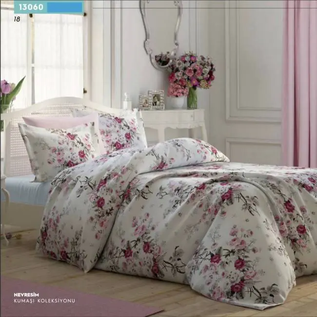 Copripiumino in tessuto di alta qualità con motivo floreale rosa 11.22972