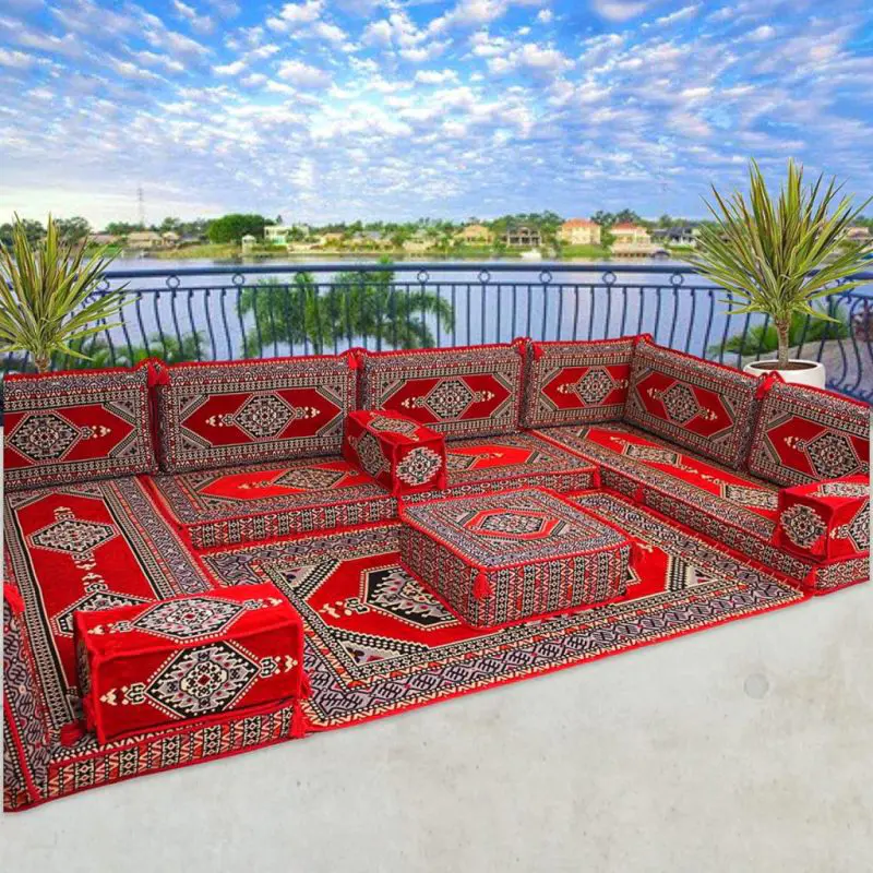 Assentos de chão árabe oriental tradicional do oriente médio 7 peças + conjuntos