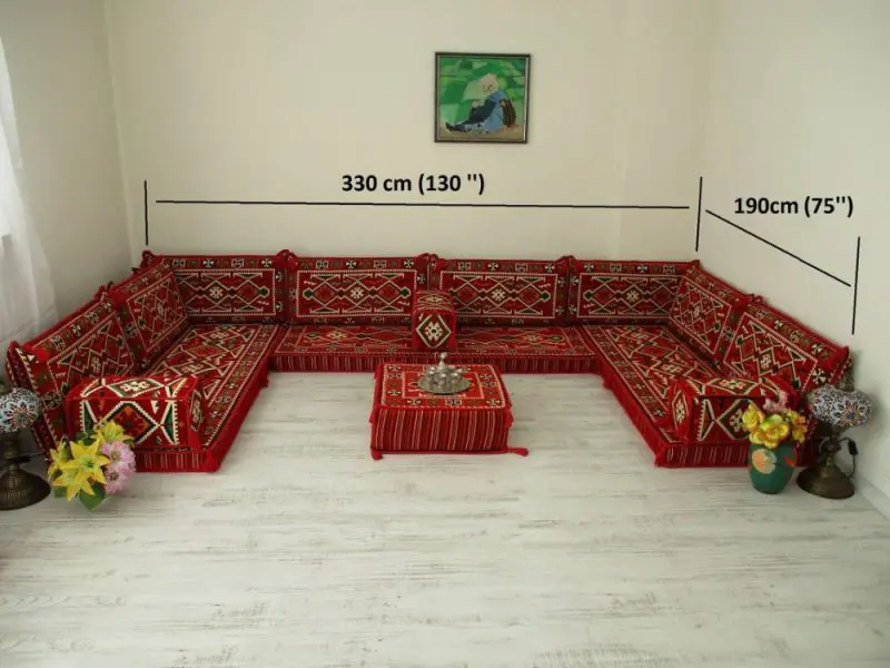 traditionelle mellemøstlige orientalske arabiske gulvsæder 7 stk+ sæt