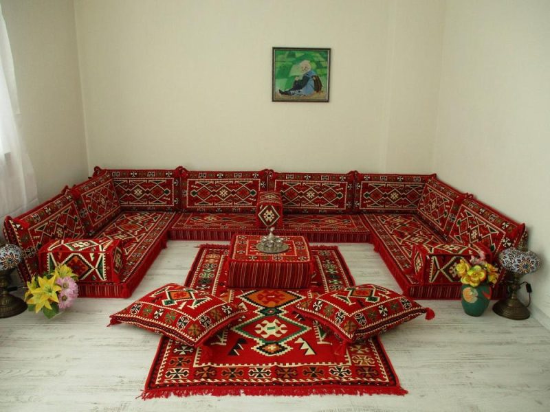 Asientos de suelo árabe oriental tradicional de Oriente Medio 7 piezas + juegos