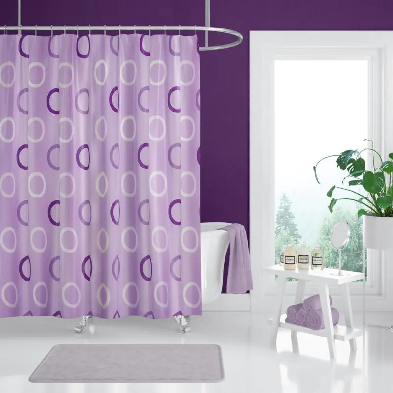 Cortina de banho com padrão de anel lila - cortina de chuveiro de presente com anel C de 71 x 79 polegadas (180 x 200 cm)