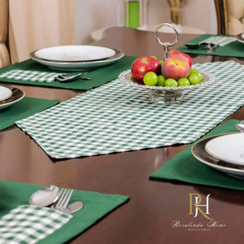 cecilia american service cotton placemat and runner set - the perfect plaid addition for your table