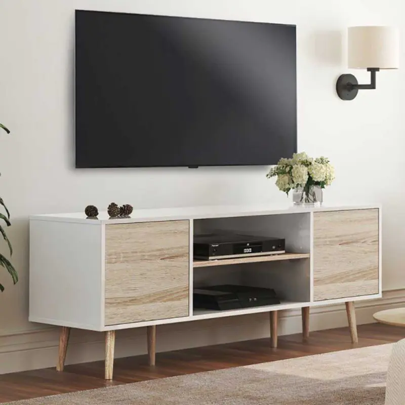Achetez le meuble TV en bois Malmo - meuble TV élégant et fonctionnel avec beaucoup d'espace de rangement